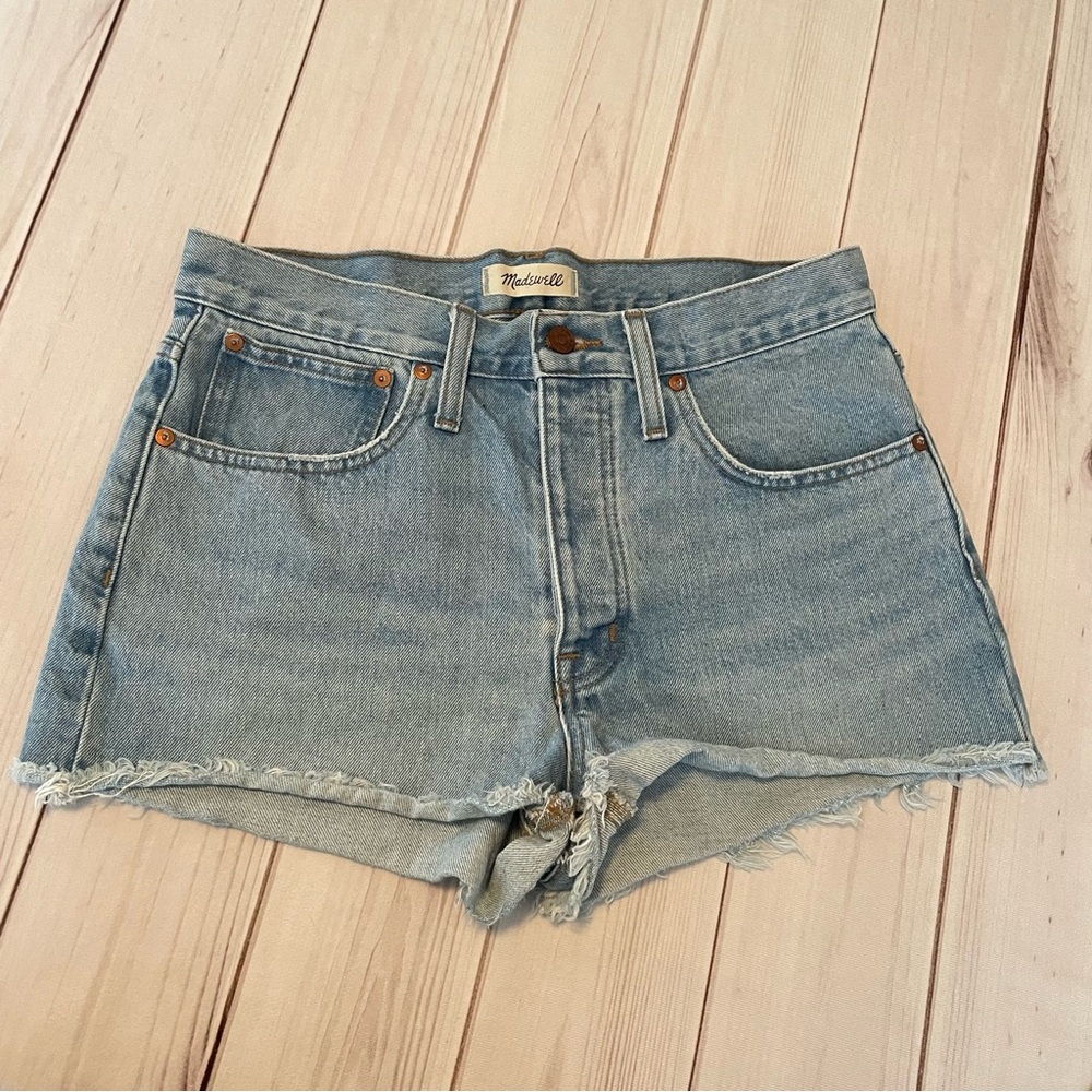 Madewell Relaxed Denim Shorts Womens 27 Blue Light Wash Cutoff Minimalist Casual